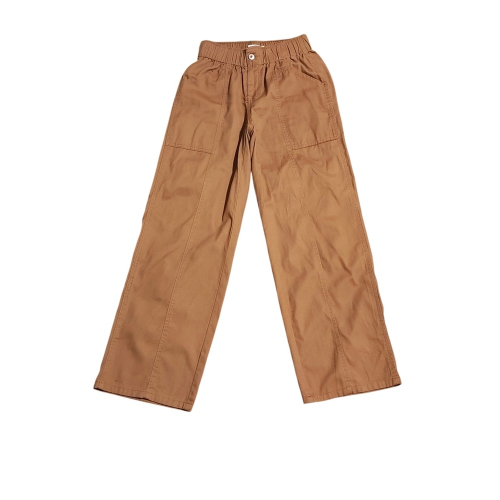 Happily Grey Camel Brown Cotton Utility Wide Leg Pants Gorpcore Coastal - Small